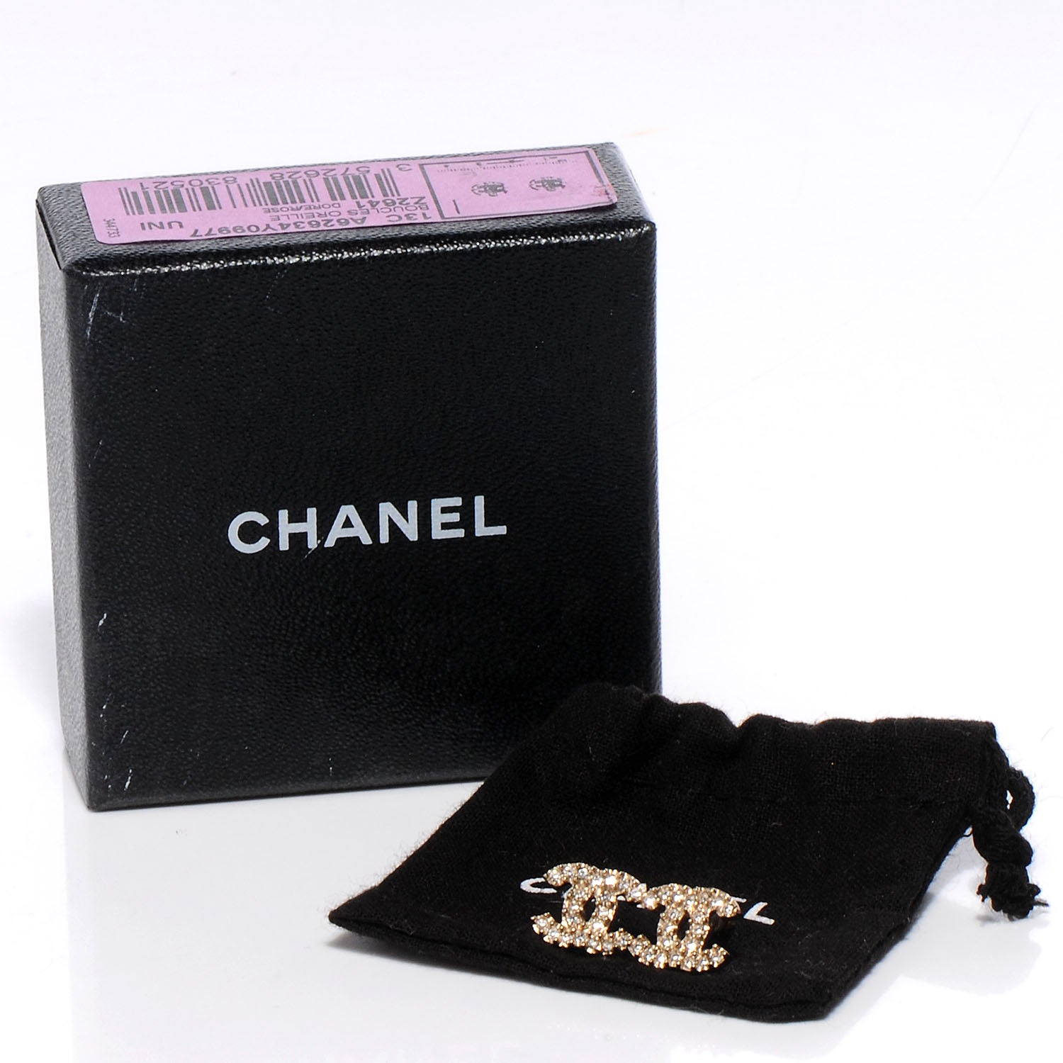 Chanel Crystal CC Earrings Gold 7 of 7
