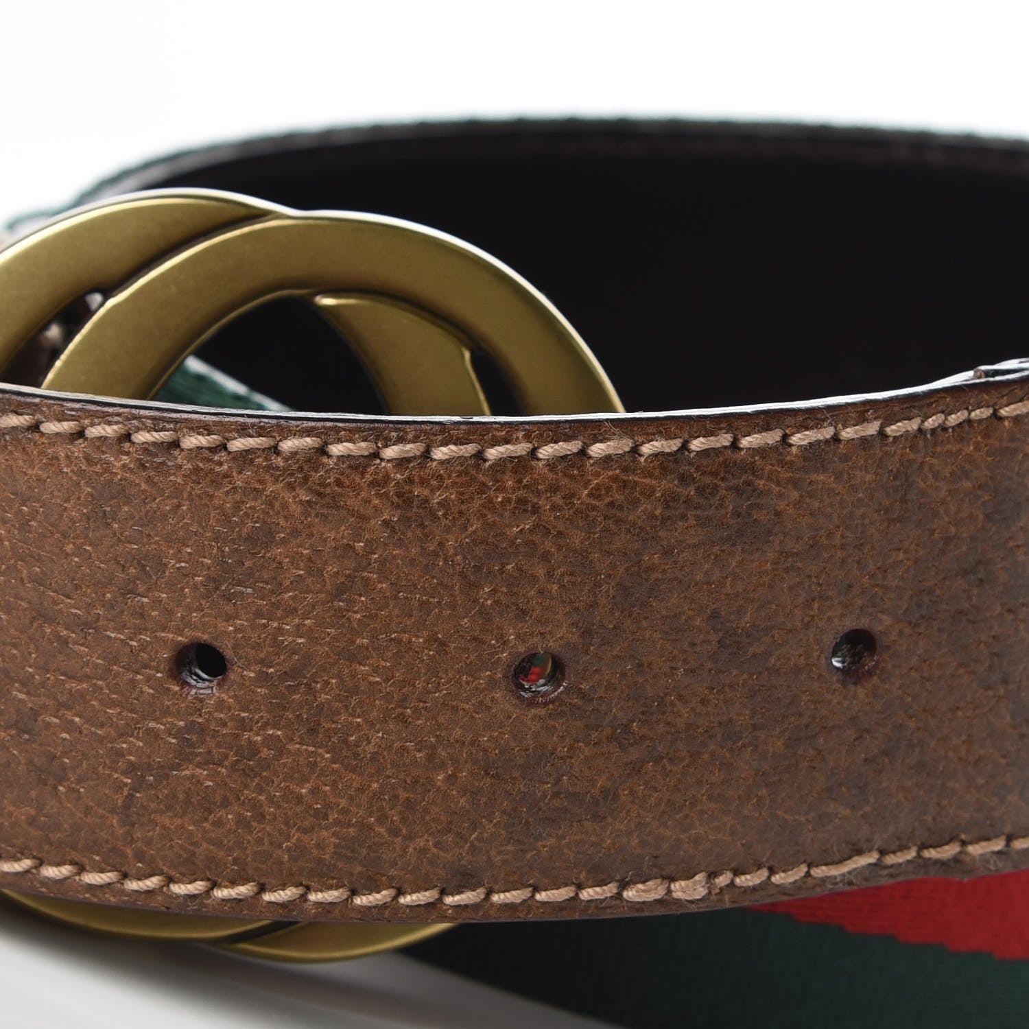 Gucci Calfskin Web Interlocking G Belt 80 32 Brown 4 of 6