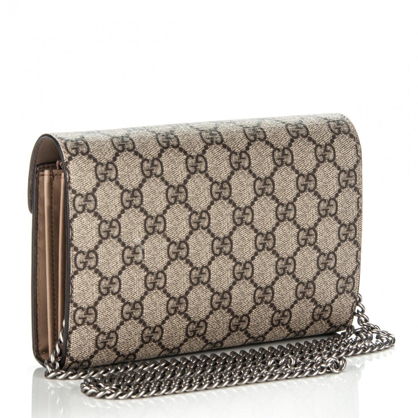 GG Supreme Monogram Mini Dionysus Chain Wallet Beige Black