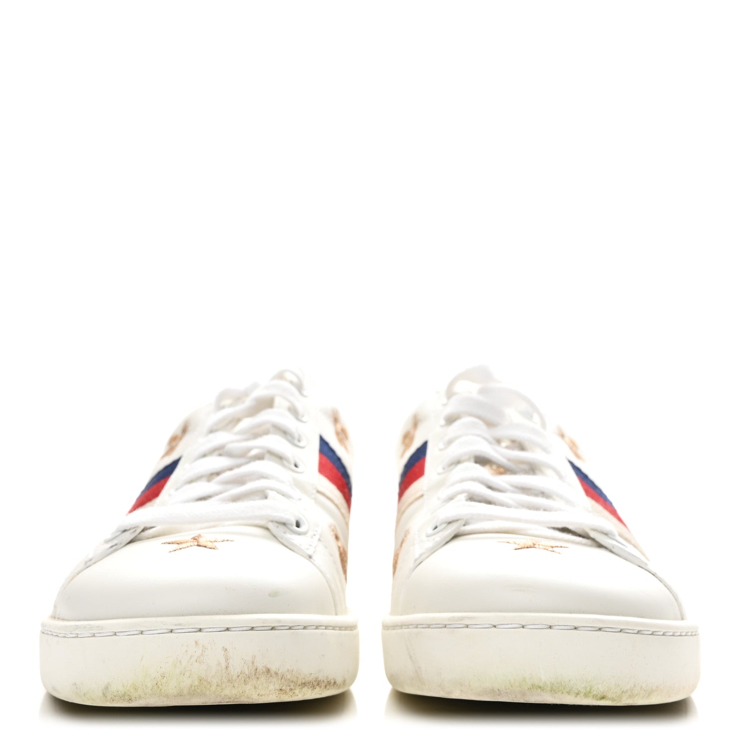 Gucci Calfskin Bee Star Embroidered Sylvie Web Ace Sneakers 37.5 White 3 of 11