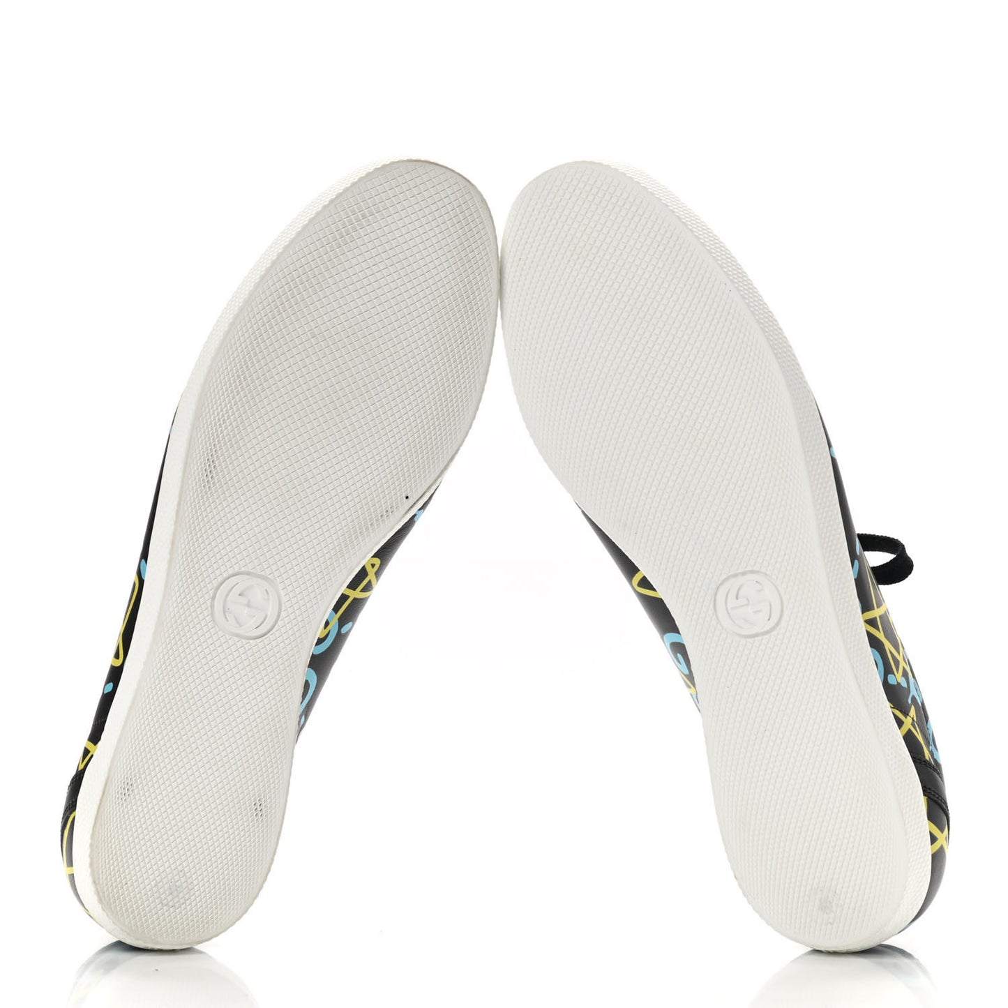 Calfskin GucciGhost Print Womens Low Top Sneakers 40 Black New Acquamarine