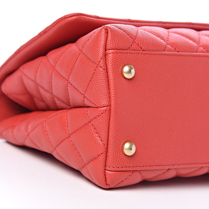 Chanel Caviar Quilted Small Coco Handle Flap Red 9 of 10