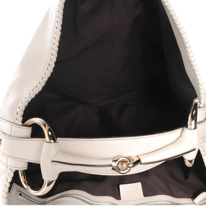 Gucci Leather Horsebit Chain Large Hobo Ivory 5 of 7