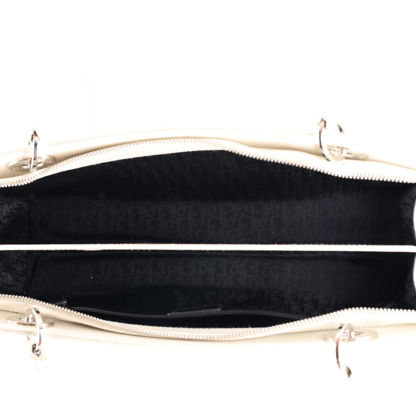 Calfskin Cannage Stitched East West Lady Dior White
