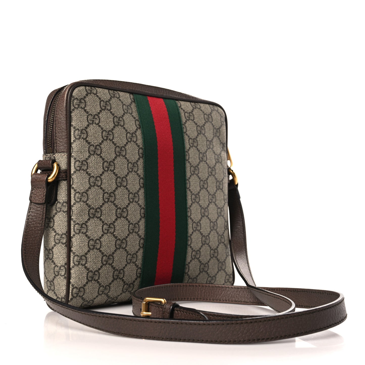 GG Supreme Monogram Web Small Ophidia Messenger Bag Brown