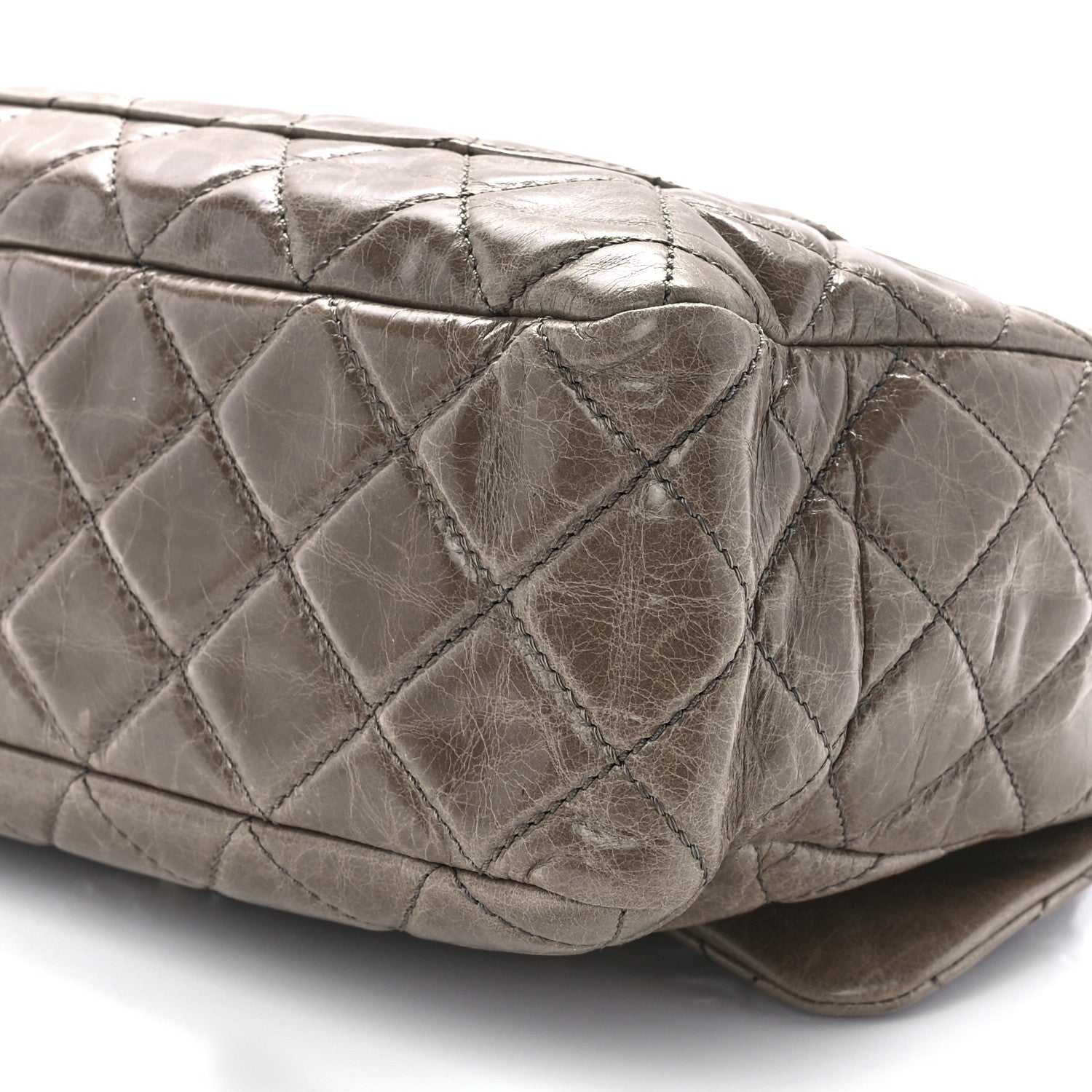 Chanel Glazed Calfskin Castle Rock Medium Flap Dark Beige 13 of 14