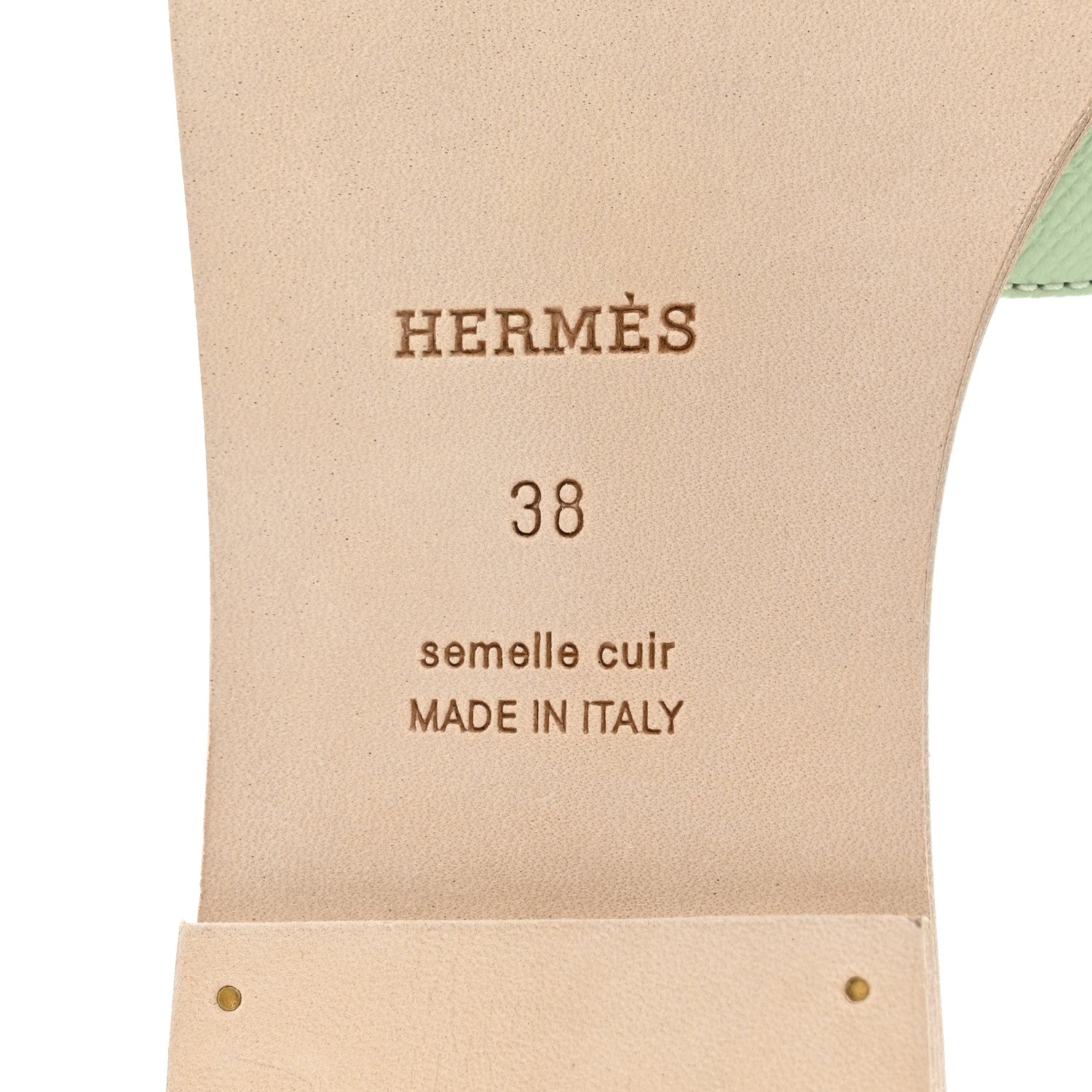Hermes Epsom Oran Sandals 38 Vert Jade 8 of 8