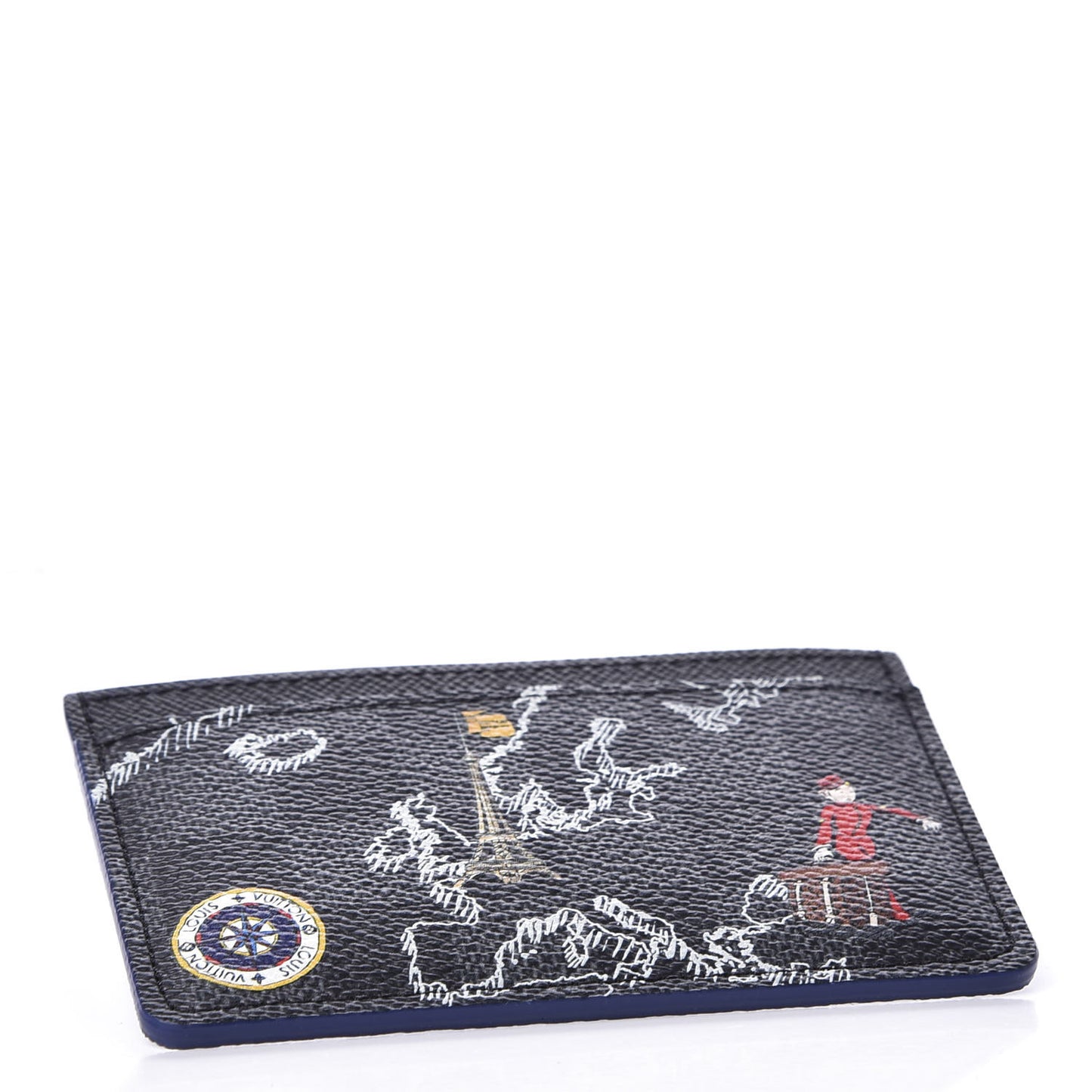 Damier Graphite World Map Porte Cartes Simple