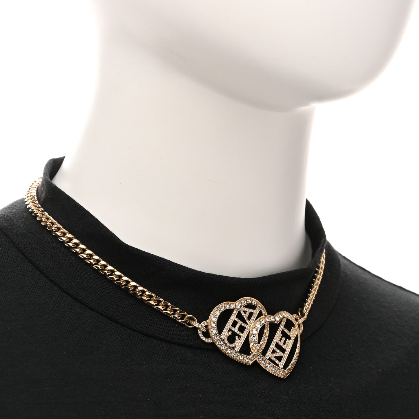Crystal Logo Heart Choker Gold