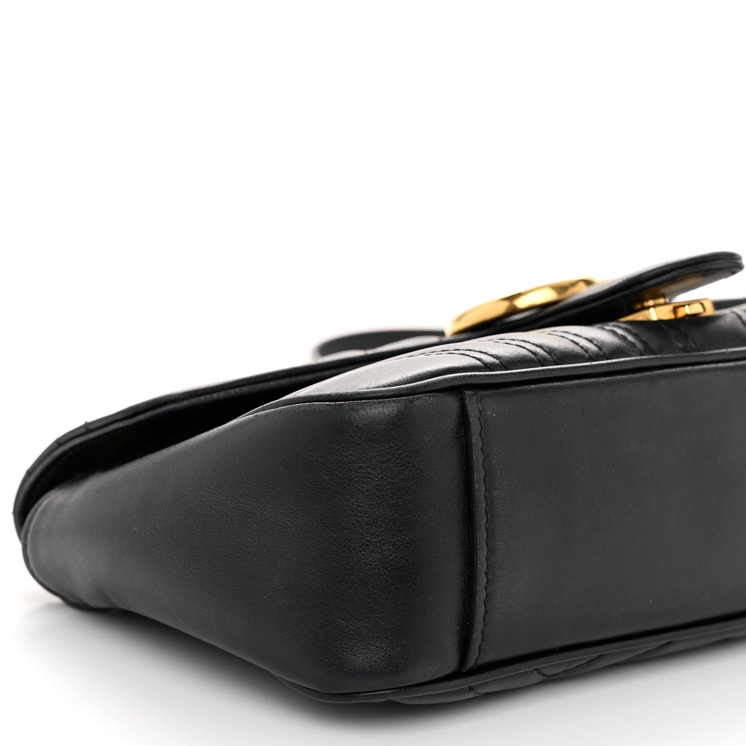 Gucci Calfskin Matelasse Small GG Marmont Shoulder Bag Black 9 of 12