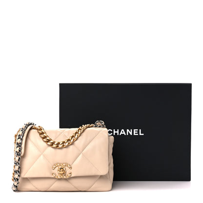 Chanel Lambskin Quilted Medium Chanel 19 Flap Light Beige 3 of 11