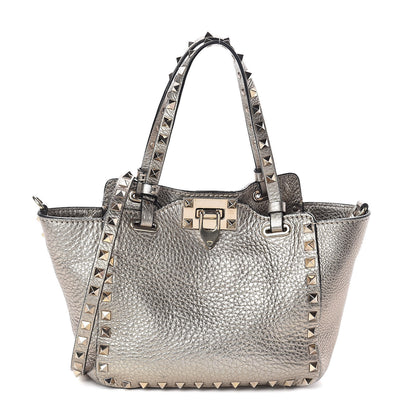 Valentino Garavani Metallic Alce Printed Calfskin Mini Rockstud Tote Sasso 1 of 8