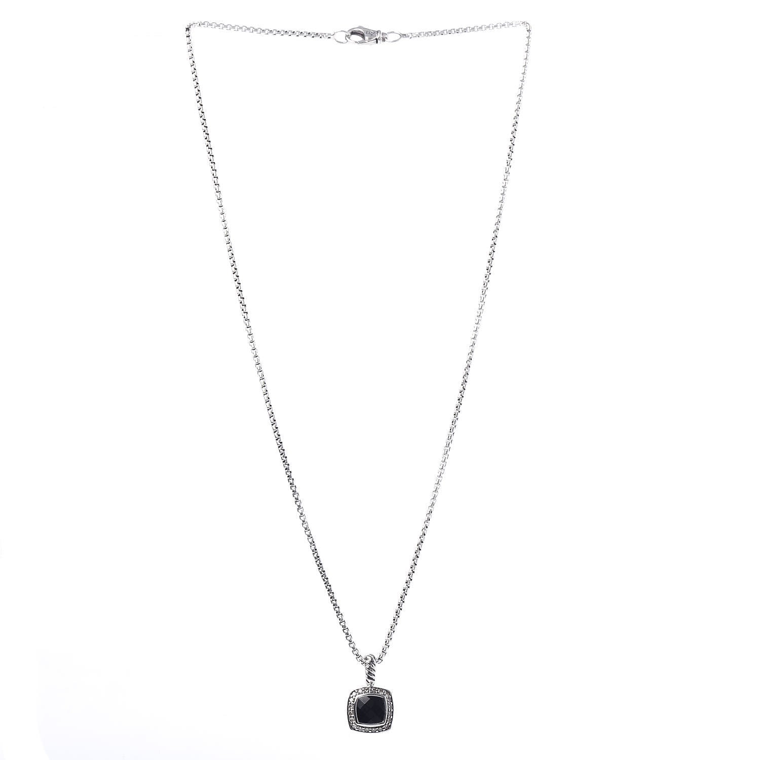 David Yurman Sterling Silver Diamond Black Onyx 7mm Petite Albion Necklace 4 of 6