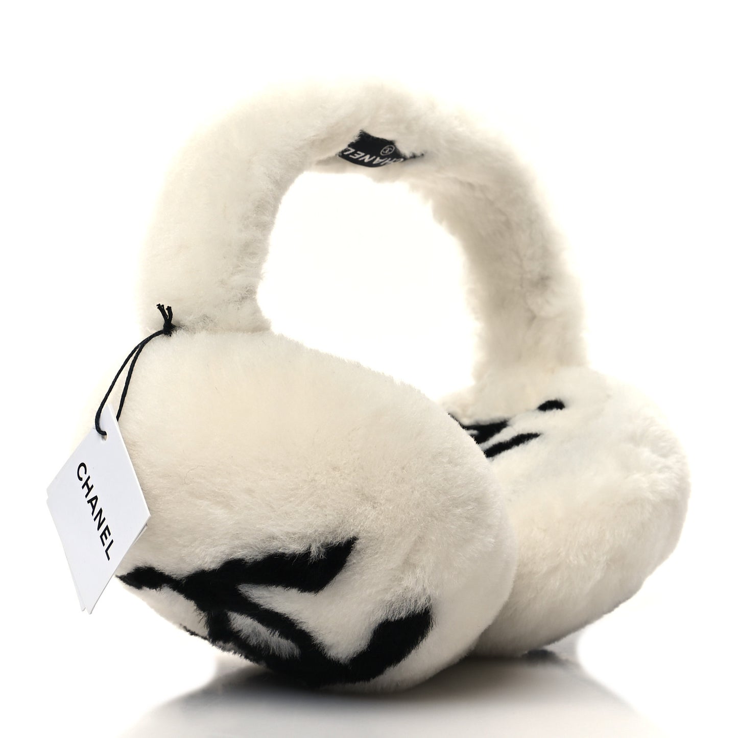 Shearling CC Ear Muffs White Black