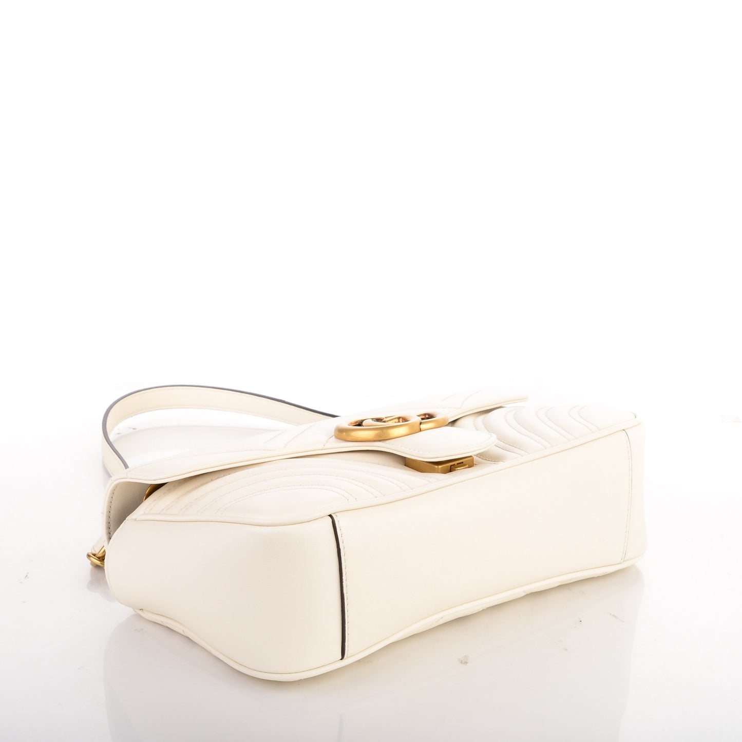 Calfskin Matelasse Small GG Marmont Shoulder Bag White