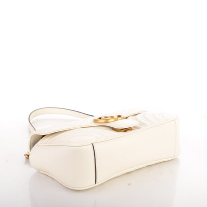 Gucci Calfskin Matelasse Small GG Marmont Shoulder Bag White 4 of 7
