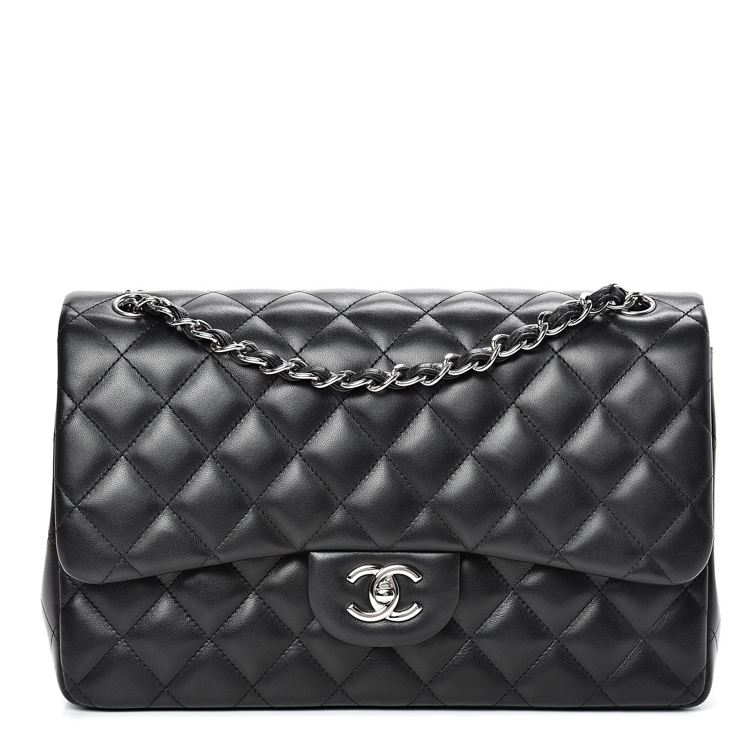 Chanel Lambskin Quilted Jumbo Double Flap Black 1 of 10
