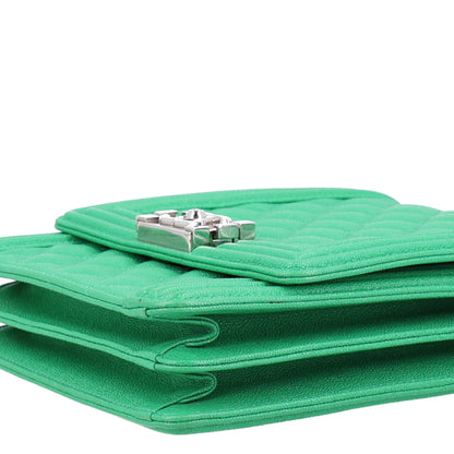Chanel Caviar Quilted North South Boy Flap Green 10 of 10