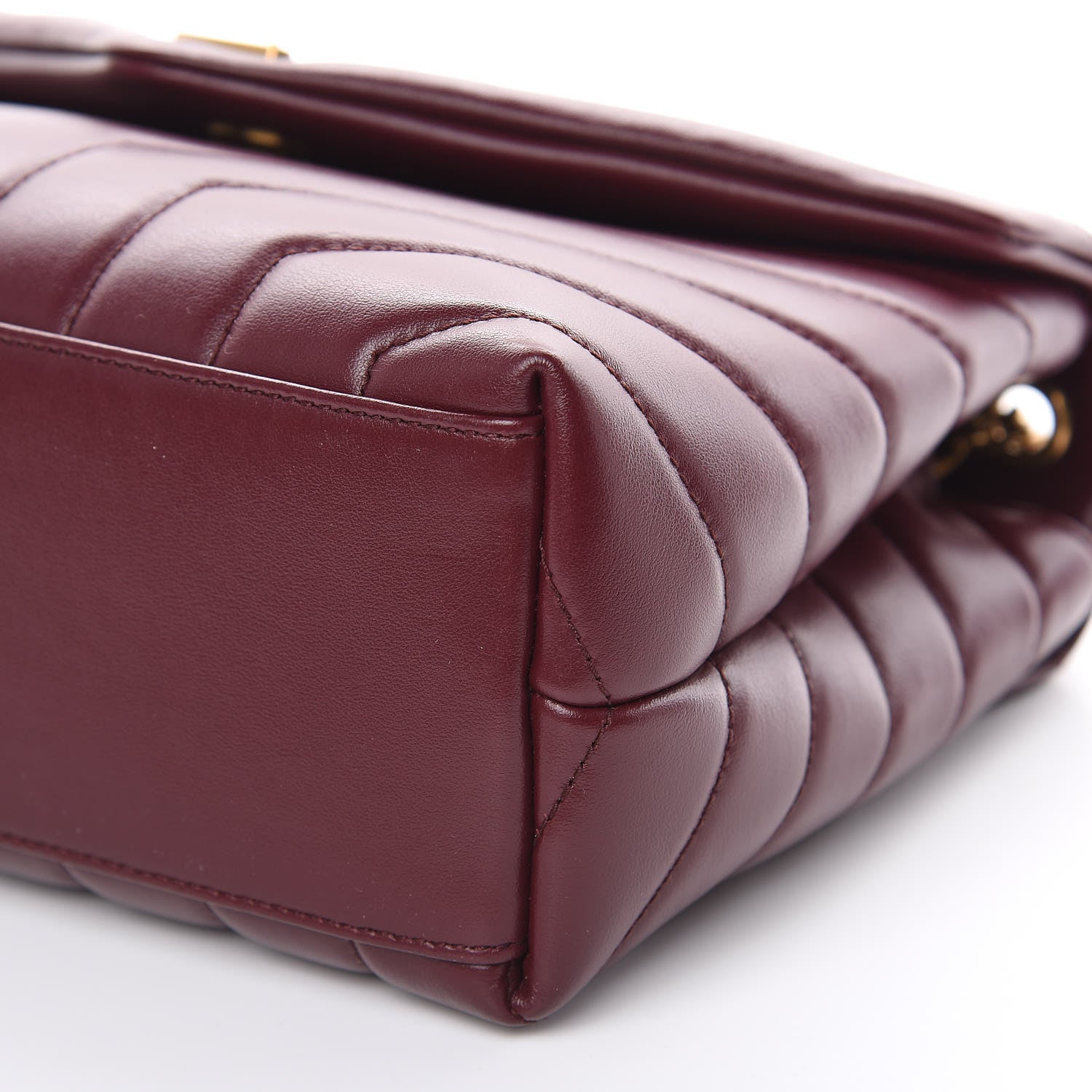 Saint Laurent Calfskin Y Quilted Monogram Small Loulou Chain Satchel Dark Legion Red 9 of 11