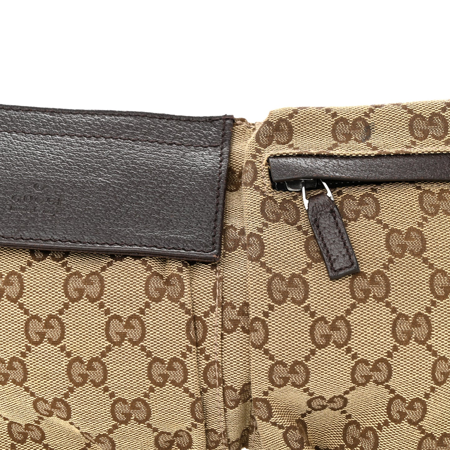 GG Monogram Double Pocket Belt Bag Dark Brown