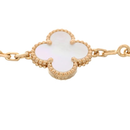 Van Cleef & Arpels 18K Yellow Gold Mother of Pearl 5 Motifs Vintage Alhambra Bracelet 3 of 5