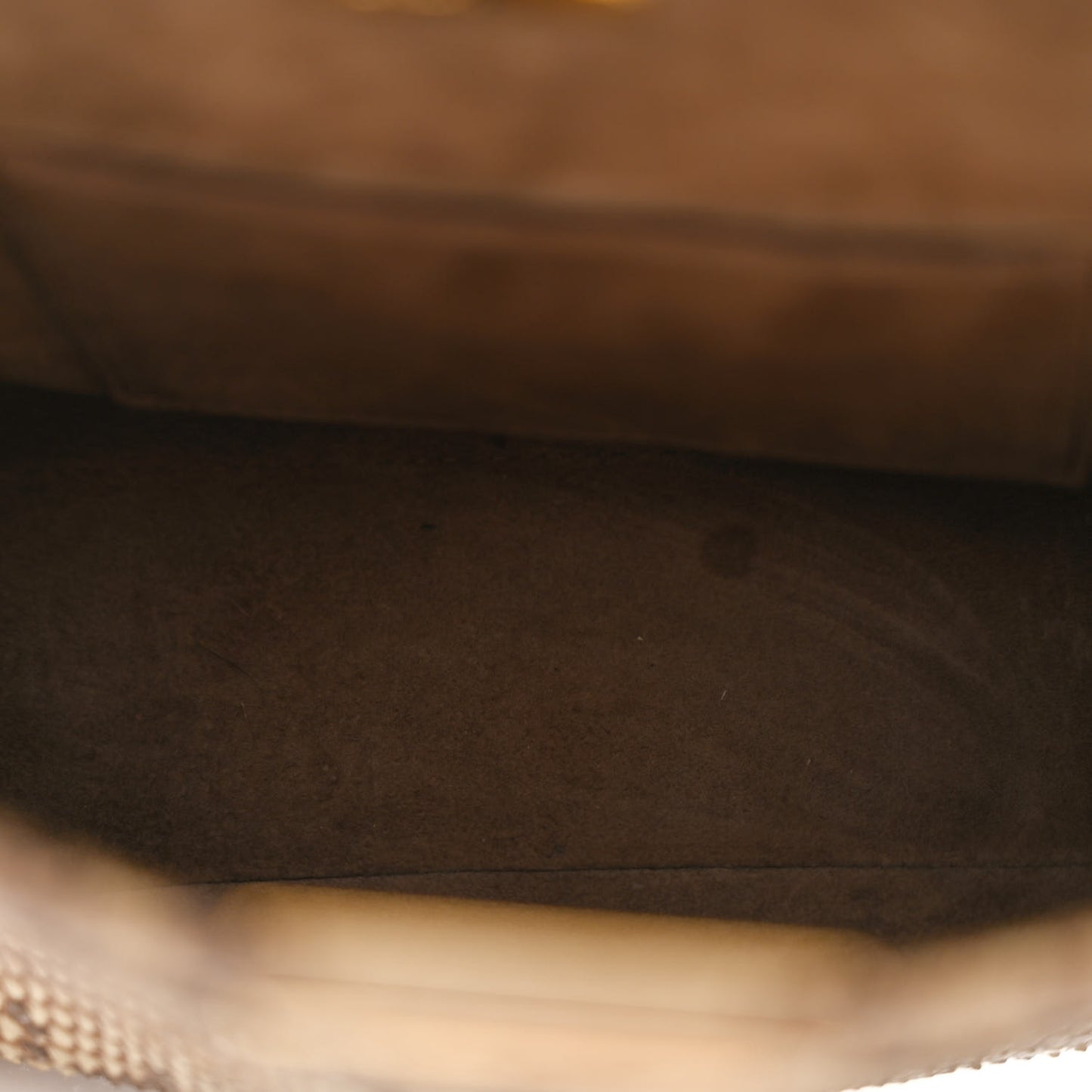 Snakeskin Camoscio Mini Peekaboo Iconic Satchel Asfalto Nocciola
