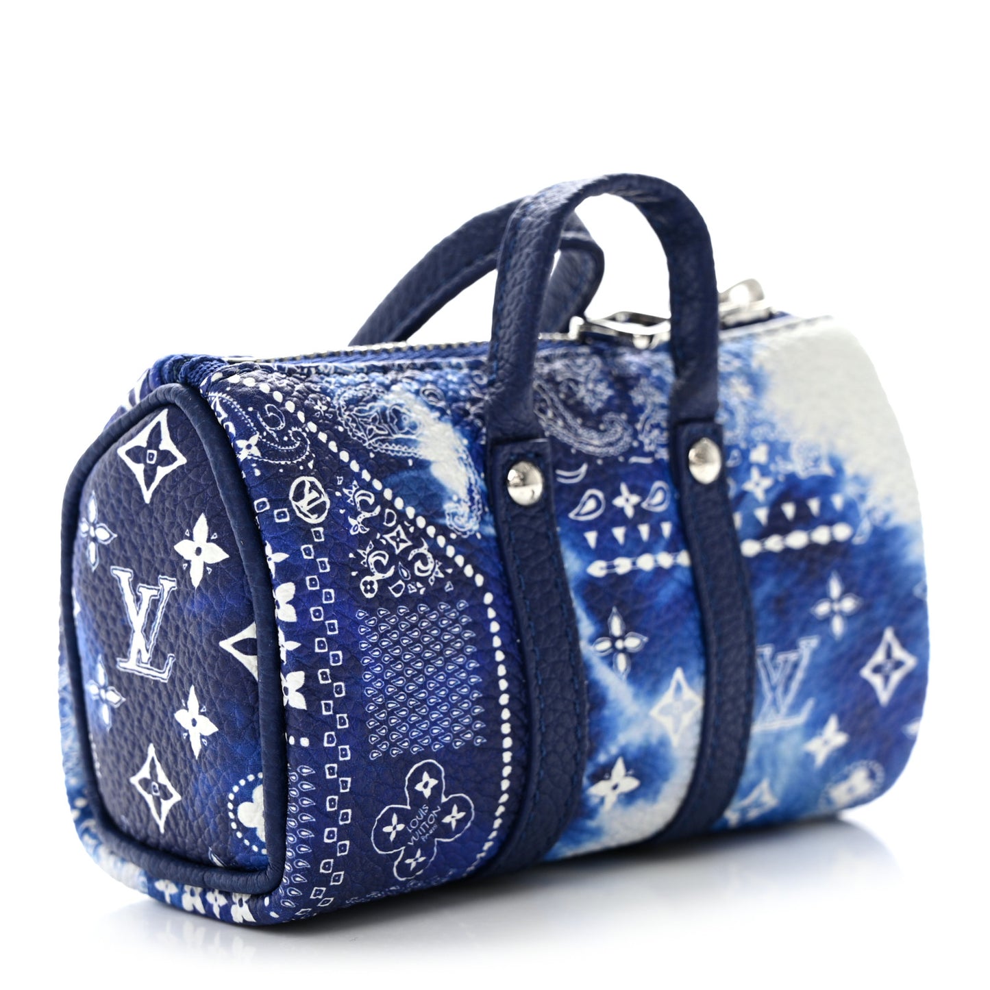 Monogram Bandana Mini Keepall Bag Charm Key Holder Blue