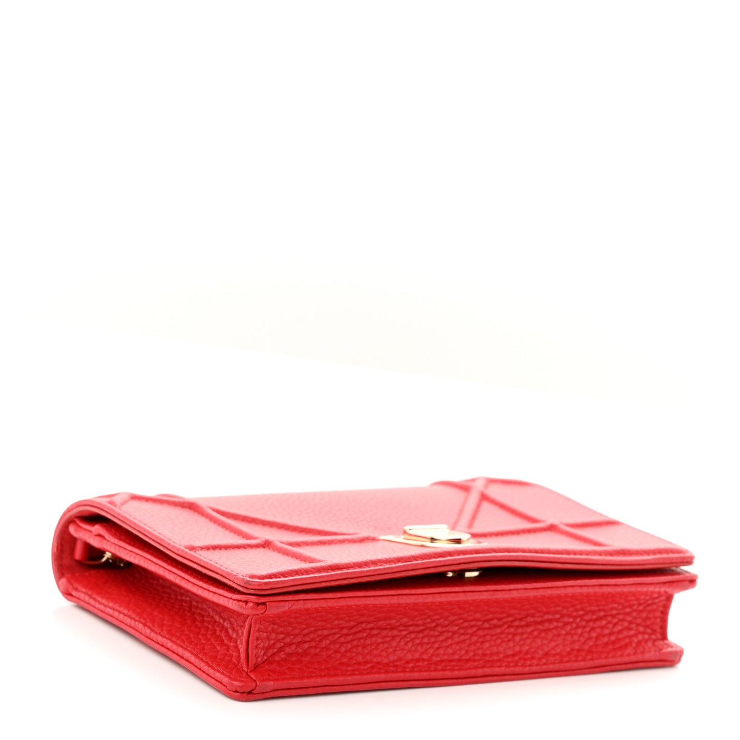 Grained Calfskin Diorama Wallet on Chain Pouch Rouge Vif