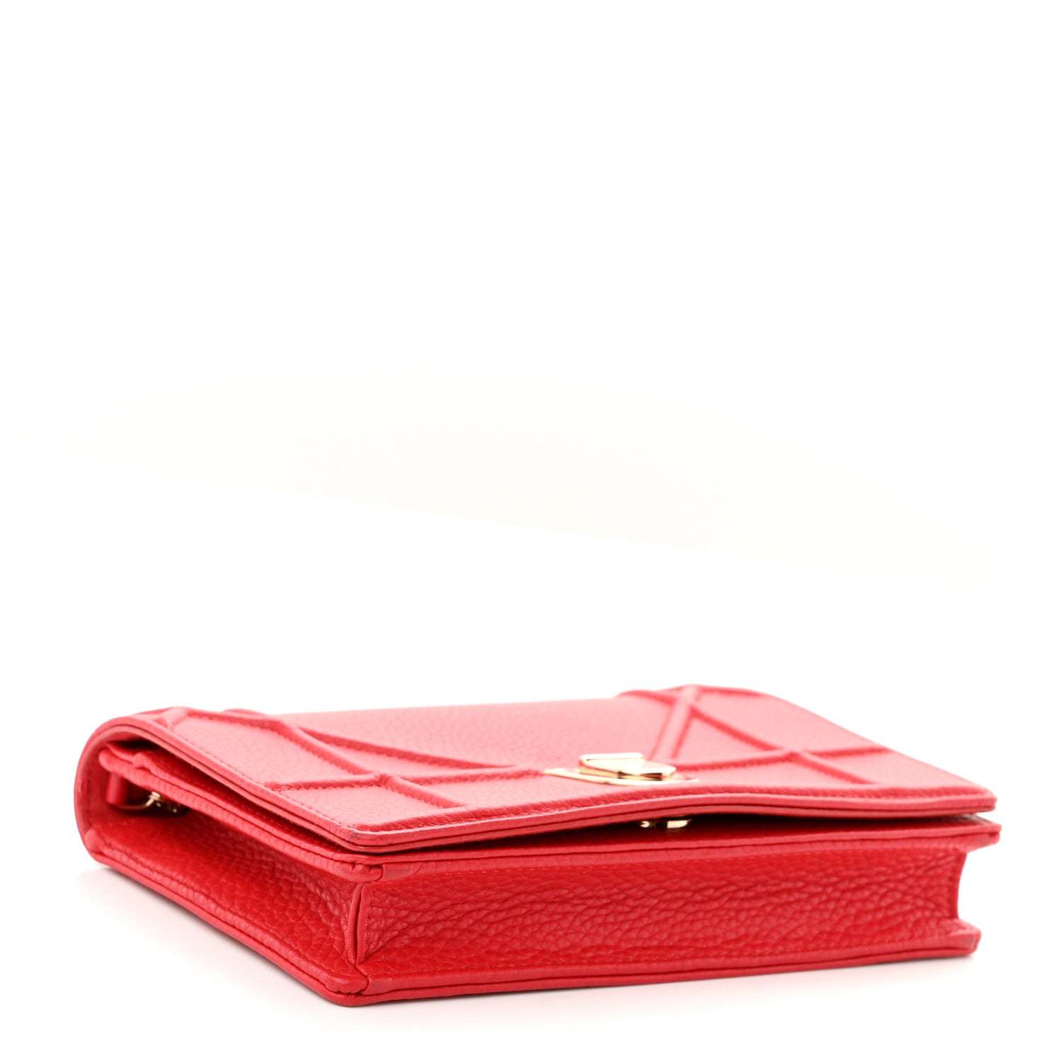 Christian Dior Grained Calfskin Diorama Wallet on Chain Pouch Rouge Vif 4 of 9