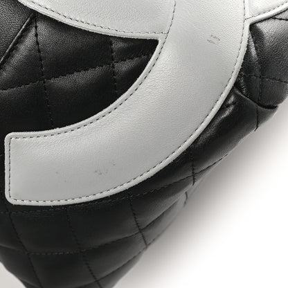 Chanel Calfskin Quilted Jumbo Cambon Bowler Black Grey 13 of 13