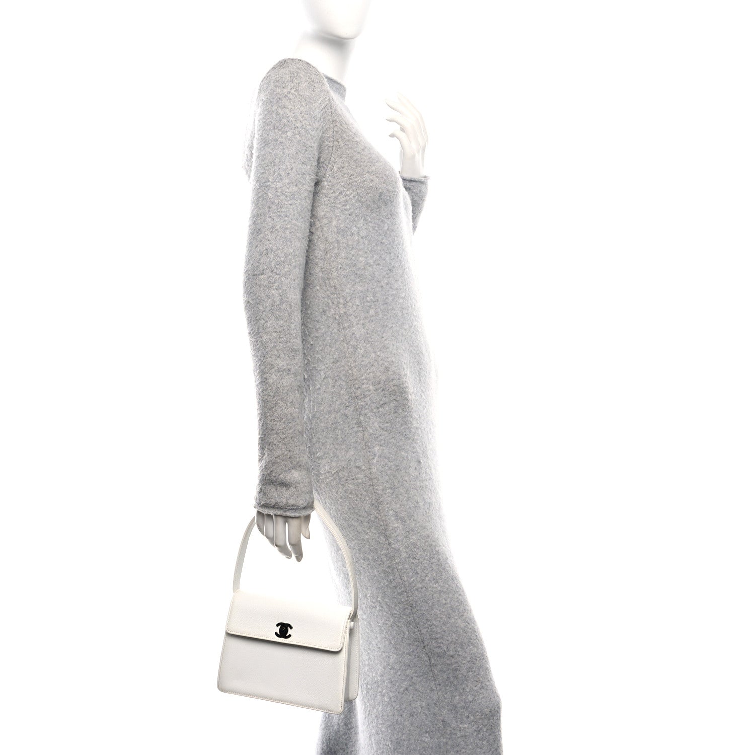 Chanel Caviar Top Handle Kelly Flap White 4 of 21