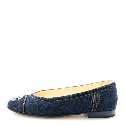 Chanel Denim CC Cap Toe Ballerina Flats 35.5 Blue 1 of 10
