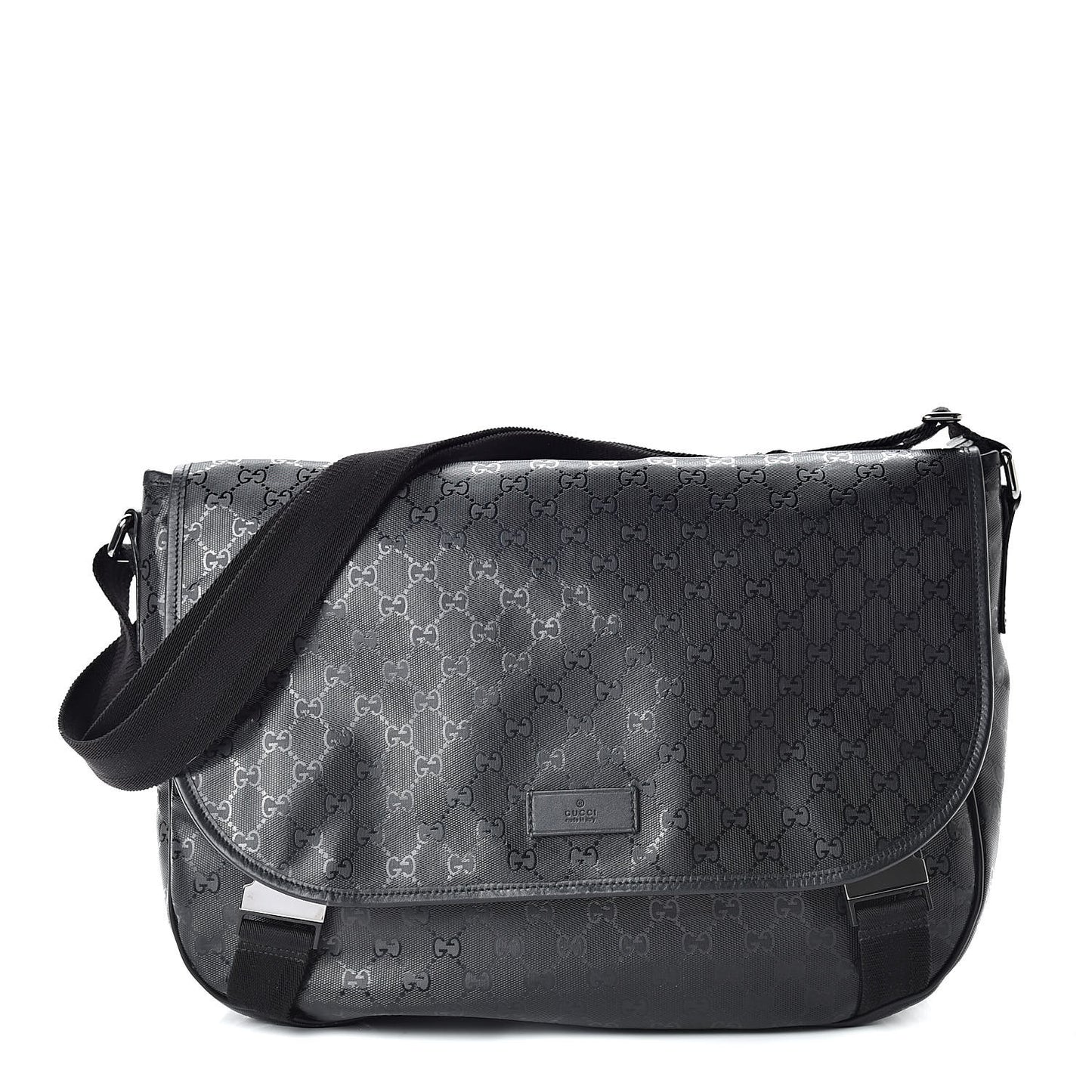 Imprime Monogram Large Double Buckle Flap Messenger Bag Black