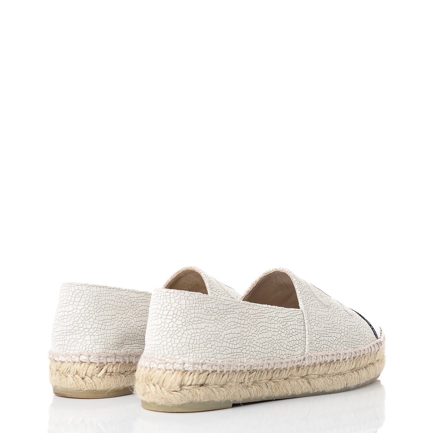 Chanel Crackled Calfskin Espadrilles 37 Light Beige Black 4 of 11