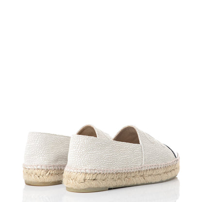 Chanel Crackled Calfskin Espadrilles 37 Light Beige Black 4 of 11