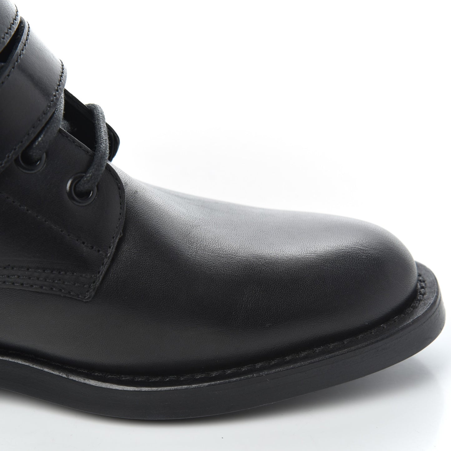Smooth Calfskin Studded Strap Rangers Boots 37.5 Black