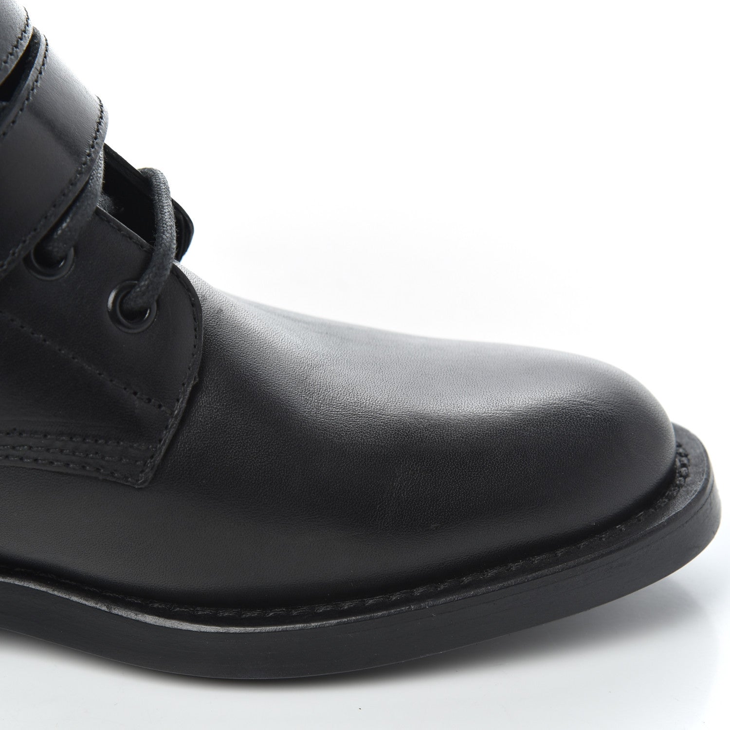 Saint Laurent Smooth Calfskin Studded Strap Rangers Boots 37.5 Black 14 of 16