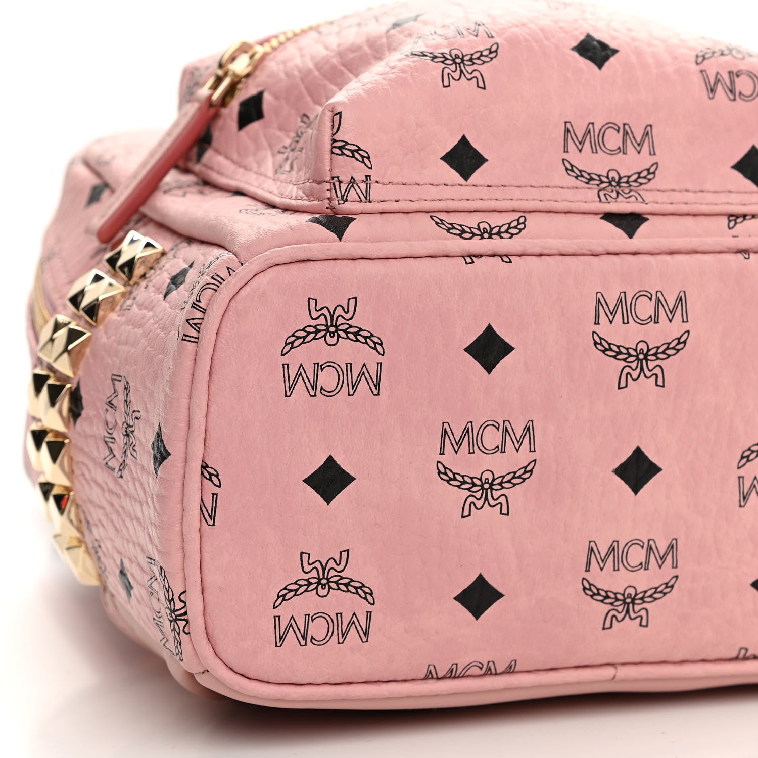 MCM Visetos Side Stud Mini Stark Backpack Pink 9 of 11