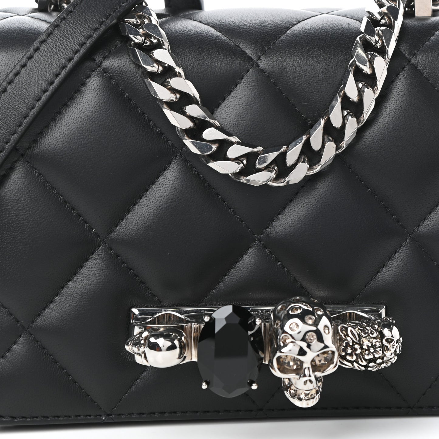 Lambskin Quilted Knuckle Shoulder Bag Black