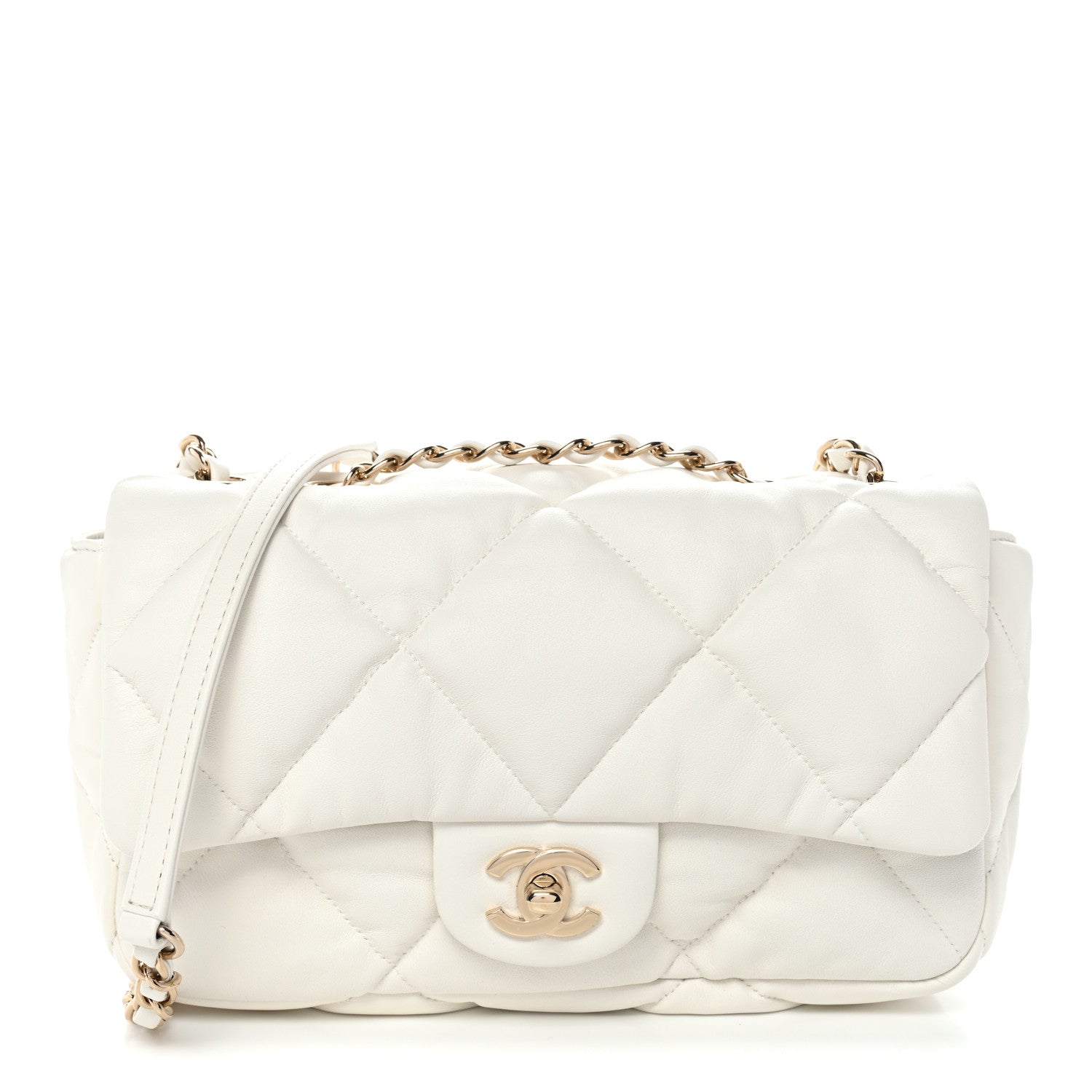 Chanel Calfskin Quilted Medium Bubbly Flap White 1 of 11