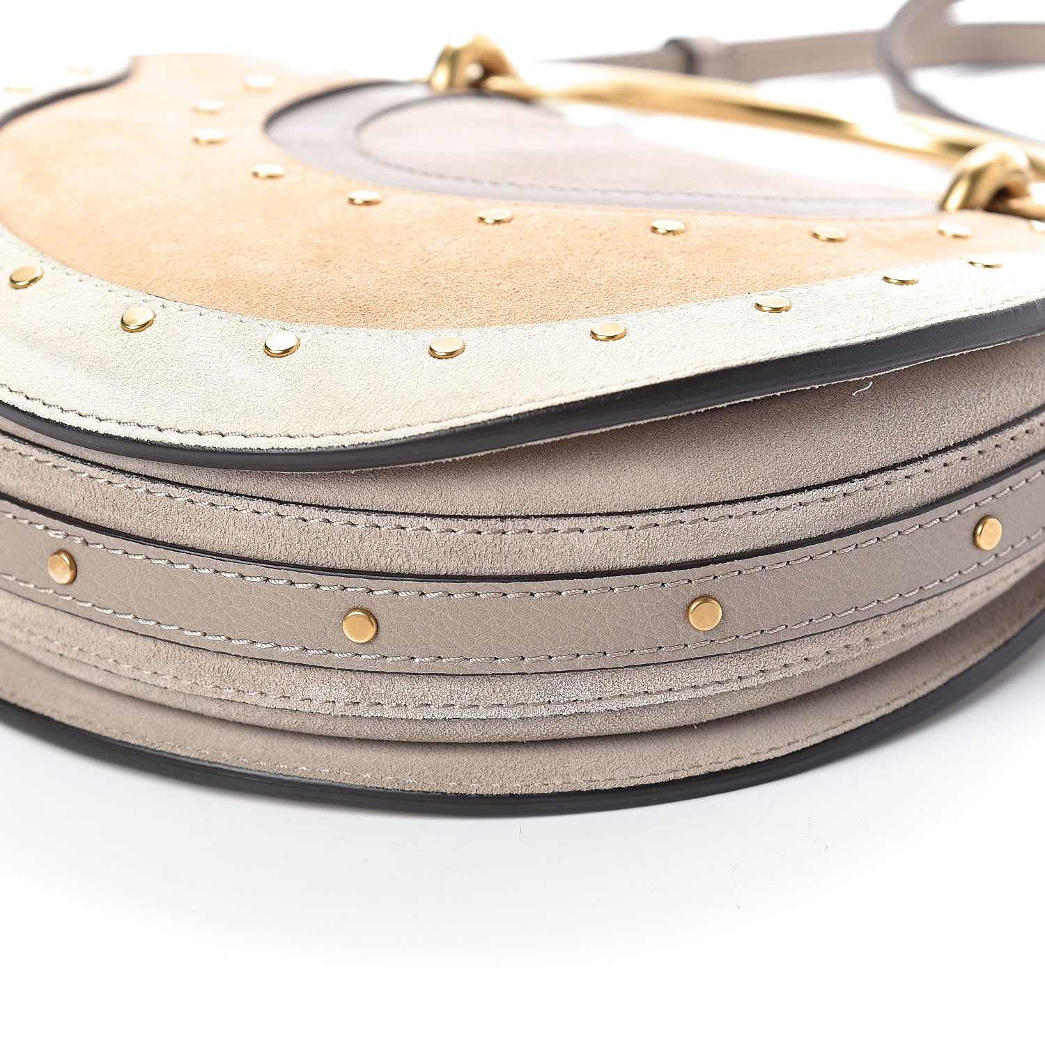 Chloe Smooth Calfskin Suede Patchwork Studded Small Pixie Bag Motty Grey 8 of 9