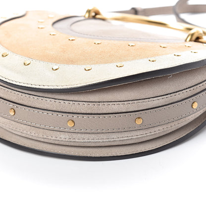 Chloe Smooth Calfskin Suede Patchwork Studded Small Pixie Bag Motty Grey 8 of 9