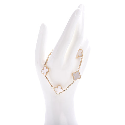 Van Cleef & Arpels 18K Yellow Gold Mother of Pearl 5 Motifs Vintage Alhambra Bracelet 2 of 5