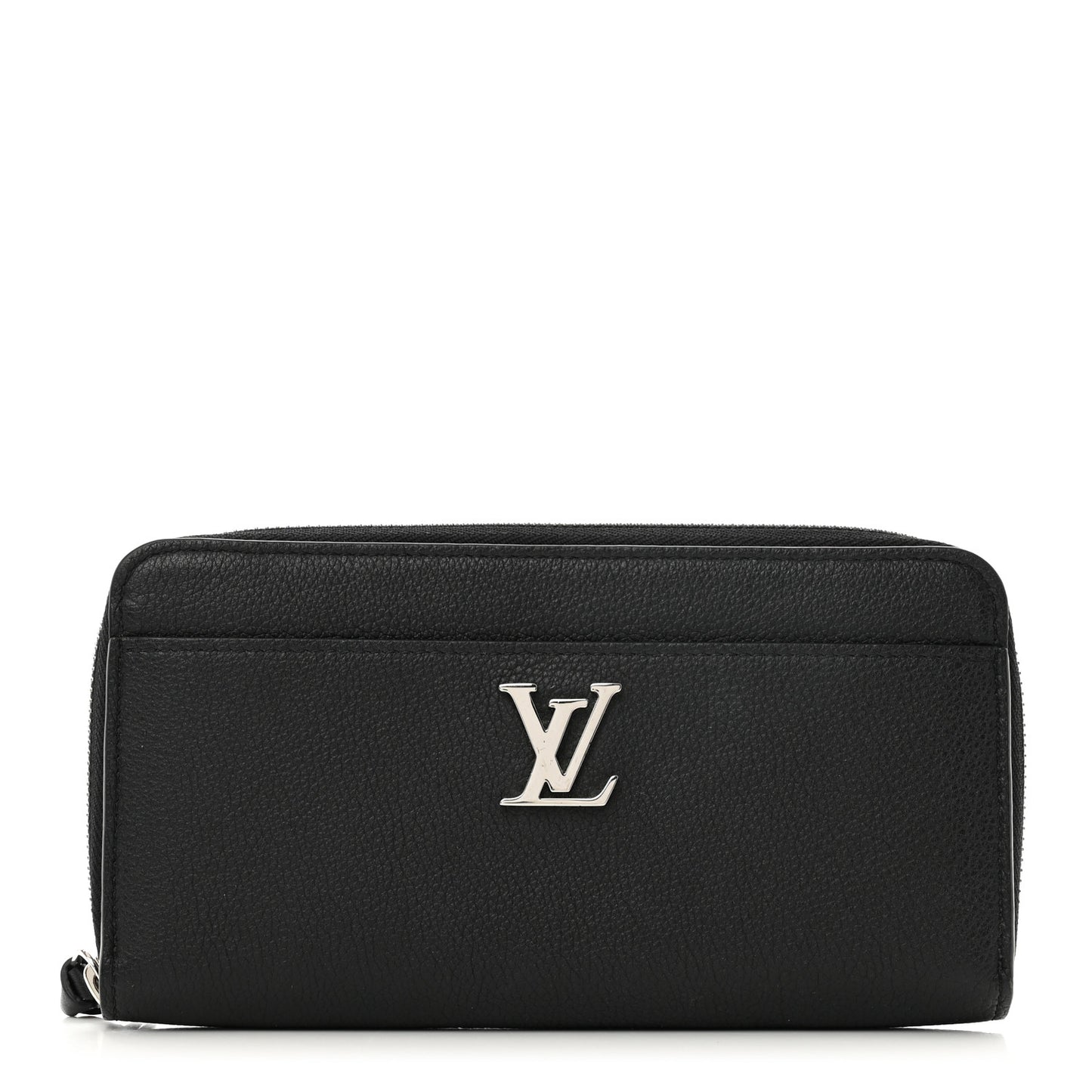 Calfskin Zippy Lockme Wallet Black
