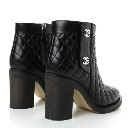 Chanel Lambskin Quilted Turnlock Boots 38.5 Black 4 of 9