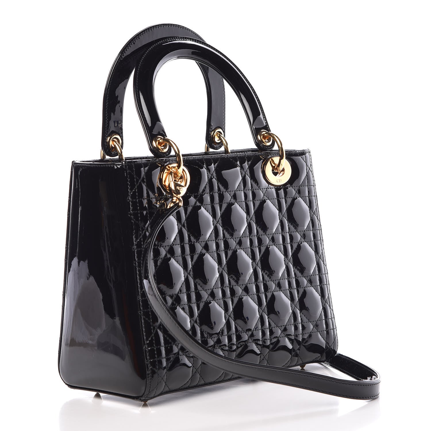 Christian Dior Patent Cannage Medium Lady Dior Black 4 of 10