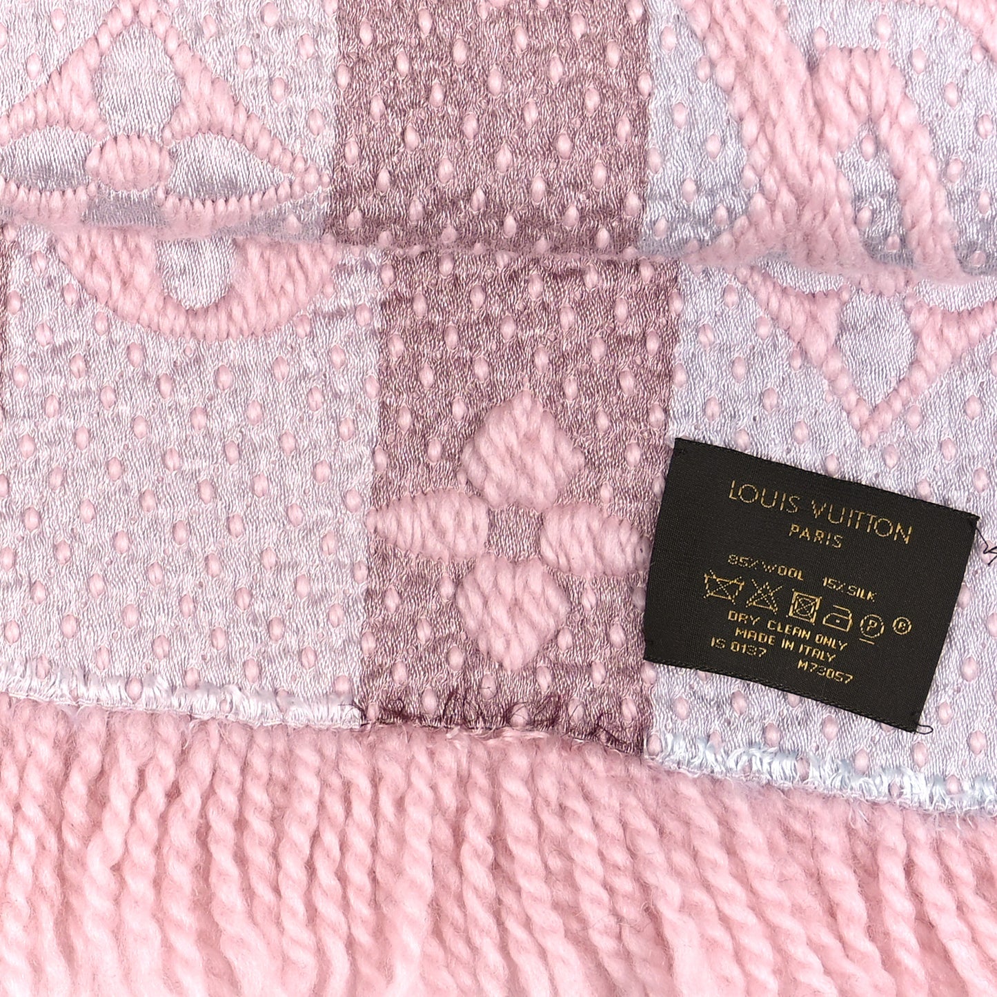 Wool Silk Logomania Shine Scarf Pink