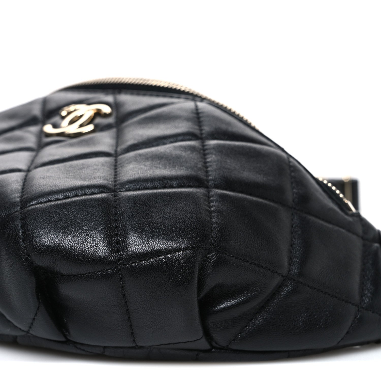 Chanel Lambskin Quilted Waist Bag Fanny Pack Black 10 of 12