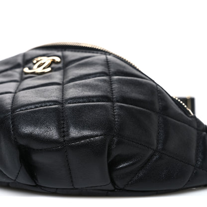 Chanel Lambskin Quilted Waist Bag Fanny Pack Black 10 of 12