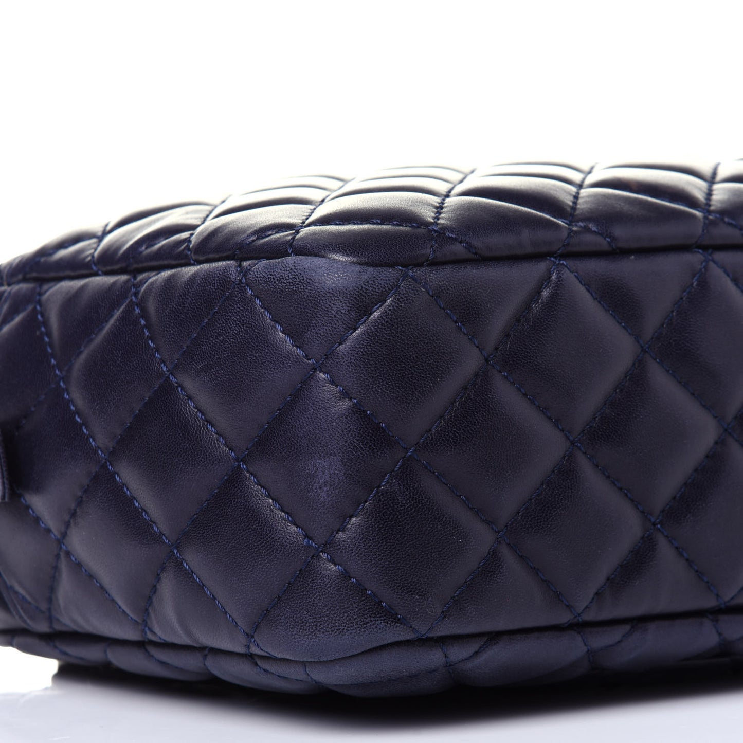 Lambskin Quilted Medium Camera Case Dark Navy Blue
